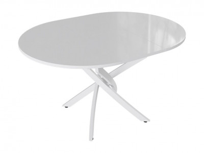 Стол обеденный Галакси, Белый муар/Белый глянец