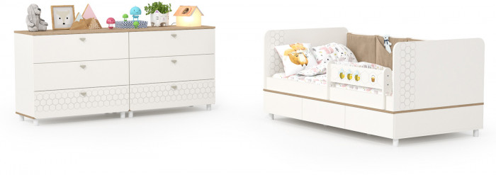 Эйп Детская № 4, цвет белый/дуб белый, сп. м. 800х1600 мм., б/м, основание есть, максимальная нагрузка 80 кг., рекомендуемая высота матраса 120 мм.